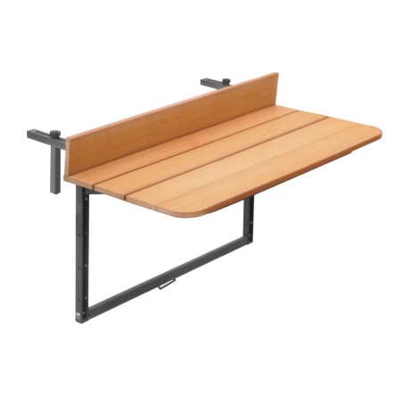 Tavolo Look Out in alluminio colore antracite pieghevole regolabile in altezza piano a doghe in resin wood