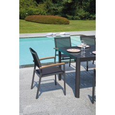 Sedia modello Viareggio in alluminio con schienale e seduta in textilene nero CHA22G
