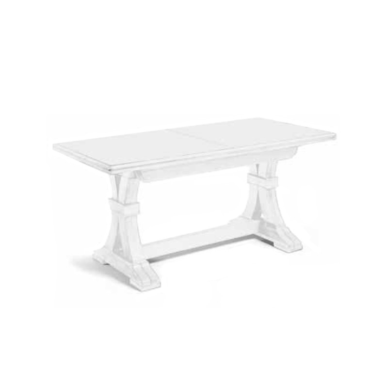 Tavolo in legno bianco allungabile cm 160x85 con a allunghe da 45cm art739