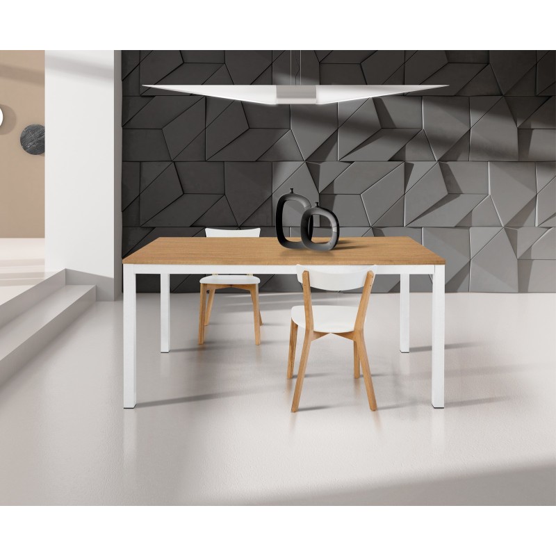 Tavolo Rovere con struttura in metallo e piano in Mdf dimensioni 90x90 apribile a libro cm 180x90 art900