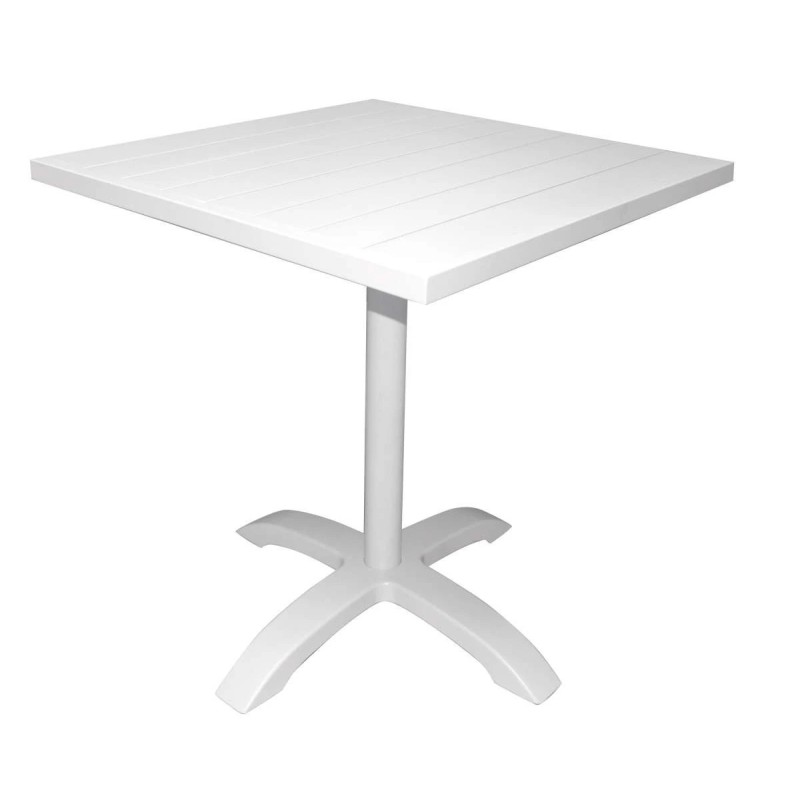 Tavolo Bar modello calipso serie contract, in alluminio con piano a listelli colore Bianco