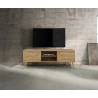 Mobile porta tv in legno di abete effetto spazzolato colore legno miele 2 ante e 2 ripiani