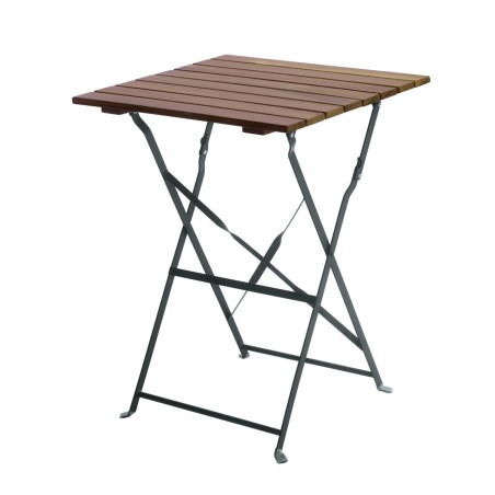 Set Bistrò serie deluxe in ferro e legno, tavolo quadrato 55x55 completo di 2 sedie pieghevoli