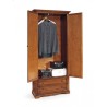 armadietto in legno laccato noce 2 sportelli e 2 cassetti con bastone porta abiti
