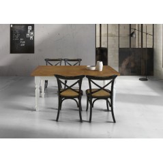 Tavolo in legno di rovere bicolore Bianco legno Noce chiaro Dimensioni 160x85 Allungabile