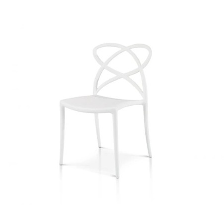 Sedia Bianca schienale con Intrecci struttura in propilene Dimensioni 55x50H82 Altezza al sedile